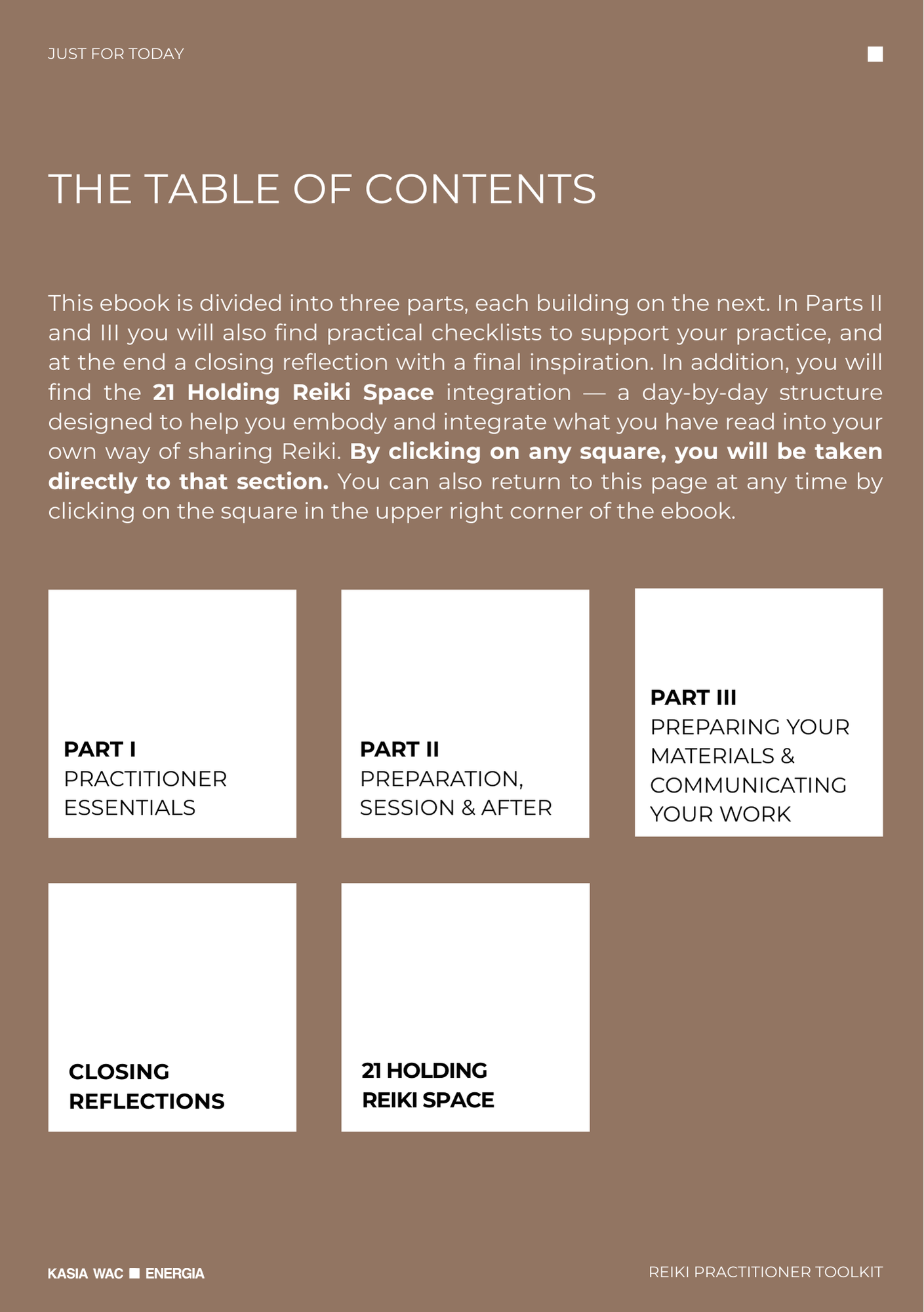 This ebook is interactive. Throughout the pages you will find spaces for reflection, prompts, checklists, and places to write your own notes directly inside the document. It is designed not only to be read, but to be worked with — at your own pace and in your own way.  On the left, you can see one of the pages from inside the ebook. Each section invites you into reflection rather than instruction, supporting you in shaping your own way of sharing Reiki, instead of following fixed formulas.